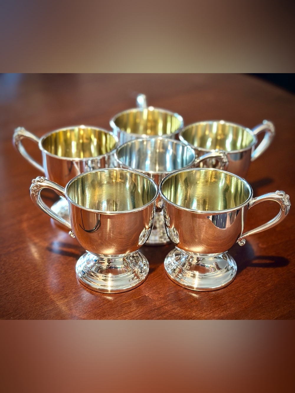 Vintage Sheridan Silver on Copper punch goblets, set of 6